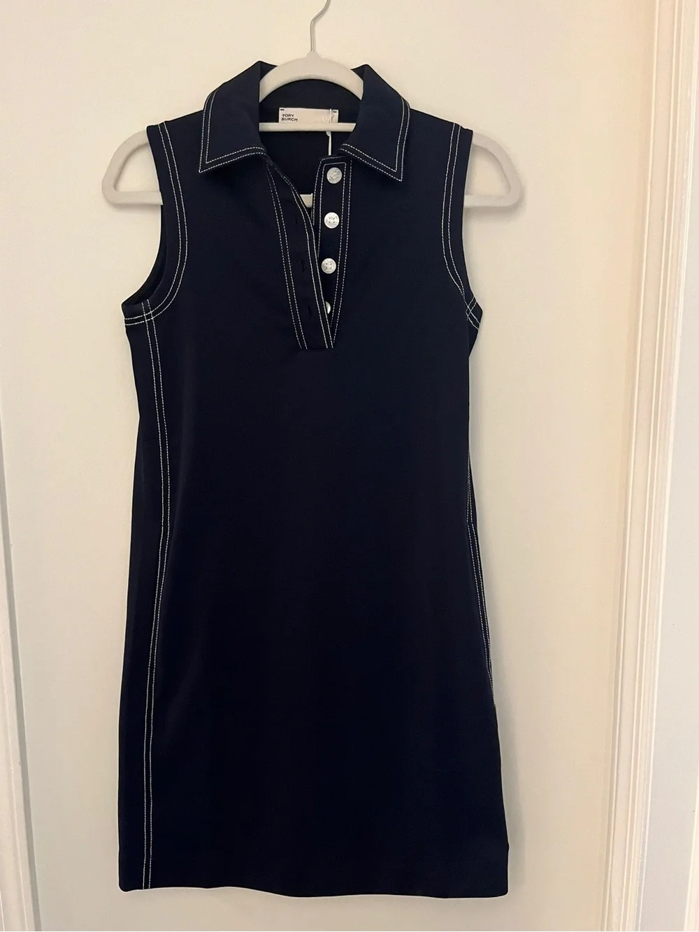 NWT Tory Burch Tech Piqué Golf Dress Navy Contrast Stitch [SIZE XS]